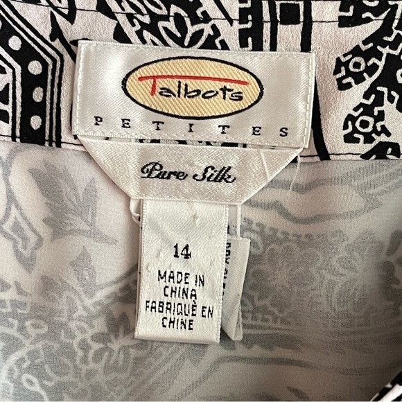 Talbots Silk Paisley Black and White Sarong Style Skirt Size 14 - Picture 6 of 6